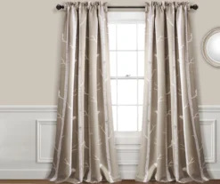 Bird On The Tree Wheat Room-Darkening Rod Pocket Curtain Panel Pair, (84")