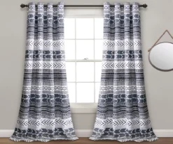 Hygge Geo Room-Darkening Grommet Curtain Panel Pair, (84")