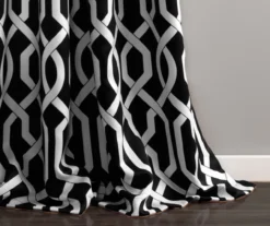 Edward Trellis Black Room-Darkening Grommet Curtain Panel Pair, (84") -Home Decor Store 810468411 2
