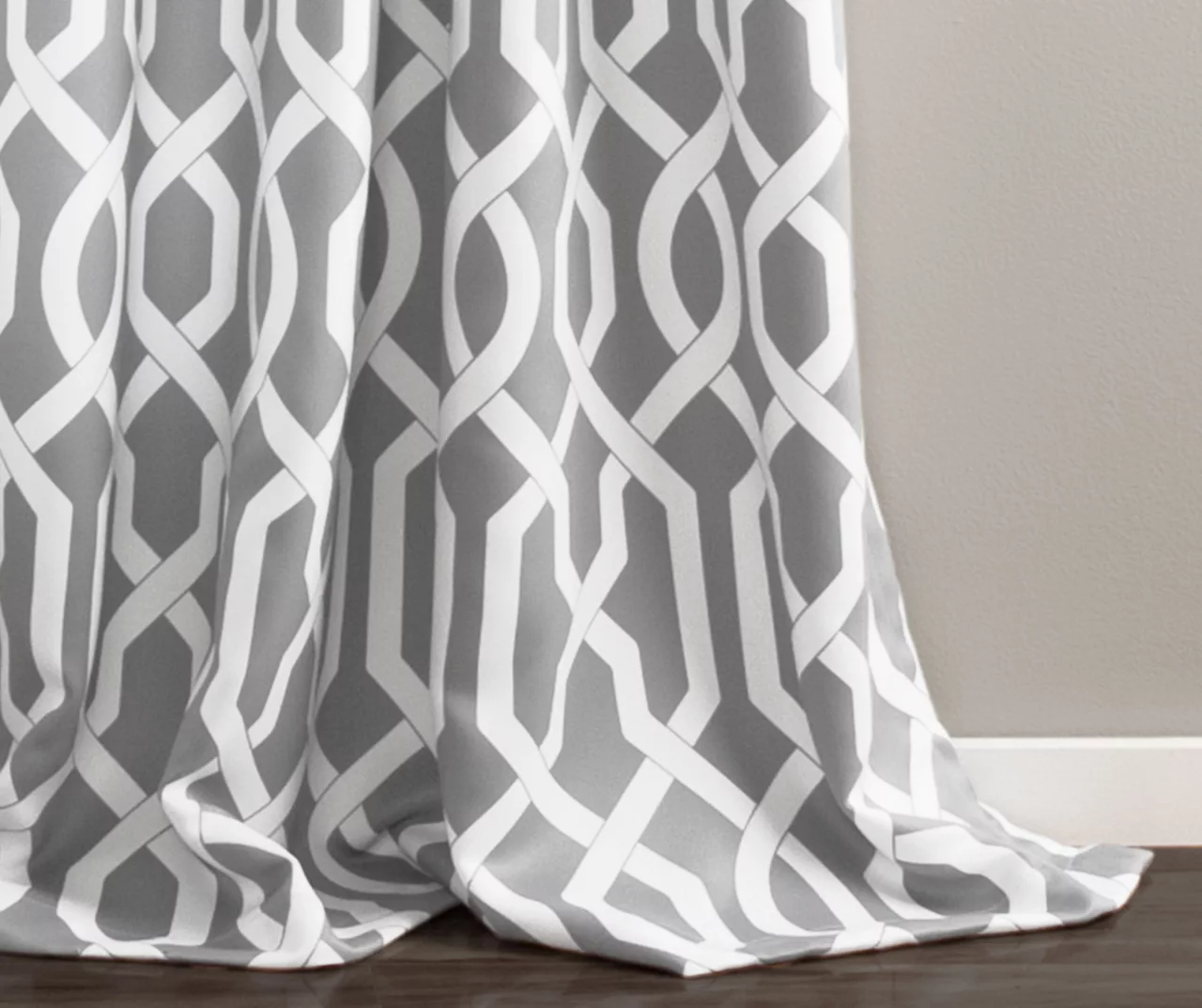 Edward Trellis Gray Room-Darkening Grommet Curtain Panel Pair, (95") 3 Edward Trellis Gray Room-Darkening Grommet Curtain Panel Pair, (95") - Image 3