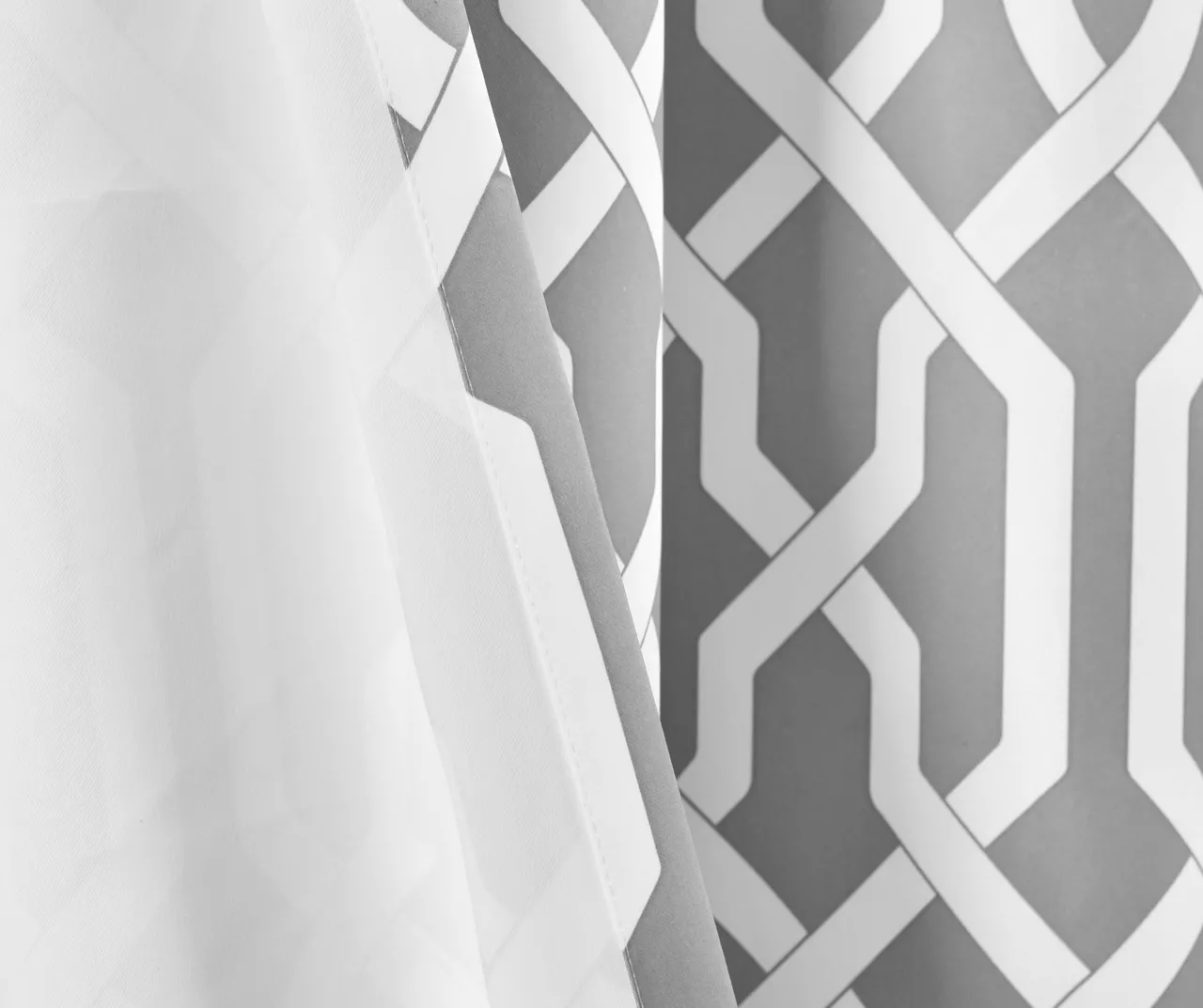 Edward Trellis Gray Room-Darkening Grommet Curtain Panel Pair, (95") 5 Edward Trellis Gray Room-Darkening Grommet Curtain Panel Pair, (95") - Image 5