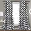 Edward Trellis White & Black Room-Darkening Grommet Curtain Panel Pair, (95")