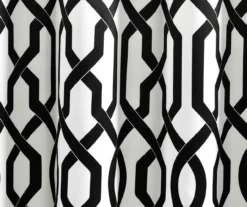 Edward Trellis White & Black Room-Darkening Grommet Curtain Panel Pair, (95") -Home Decor Store 810468419 3