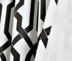 Edward Trellis White & Black Room-Darkening Grommet Curtain Panel Pair, (95") -Home Decor Store 810468419 4