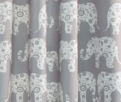 Elephant Parade Gray Room-Darkening Grommet Curtain Panel Pair, (84") -Home Decor Store 810468420 2
