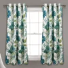 Floral Paisley Blue & Green Room-Darkening Grommet Curtain Panel Pair