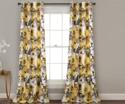 Floral Watercolor Room-Darkening Grommet Curtain Panel Pair, (84")