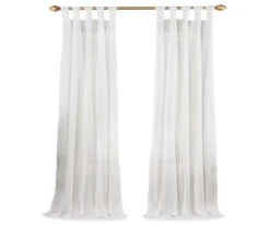 Priya White Semi-Sheer Tab Top Curtain Panel, (84") 9 Priya White Semi-Sheer Tab Top Curtain Panel, (84") -Home Decor Store 810474070 4