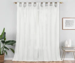 Priya White Semi-Sheer Tab Top Curtain Panel, (84") 10 Priya White Semi-Sheer Tab Top Curtain Panel, (84") -Home Decor Store 810474070 5
