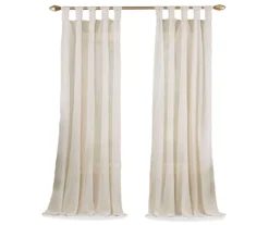 Priya Natural Semi-Sheer Tab Top Curtain Panel, (84") -Home Decor Store 810474071 4