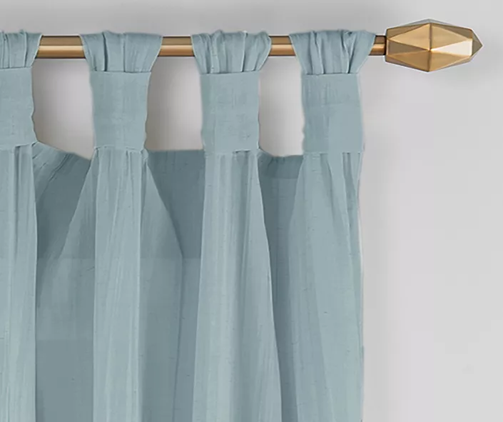 Priya Blue Semi-Sheer Tab Top Curtain Panel, (95") 2 Priya Blue Semi-Sheer Tab Top Curtain Panel, (95") - Image 2