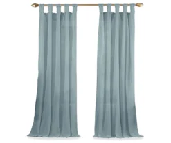 Priya Blue Semi-Sheer Tab Top Curtain Panel, (95") 9 Priya Blue Semi-Sheer Tab Top Curtain Panel, (95") -Home Decor Store 810474121 4
