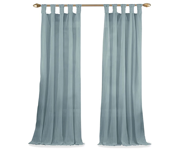 Priya Blue Semi-Sheer Tab Top Curtain Panel, (95") 4 Priya Blue Semi-Sheer Tab Top Curtain Panel, (95") - Image 4