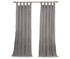 Priya Gray Semi-Sheer Tab Top Curtain Panel, (95") -Home Decor Store 810474123 4