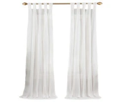 Priya White Semi-Sheer Tab Top Curtain Panel, (95") 9 Priya White Semi-Sheer Tab Top Curtain Panel, (95") -Home Decor Store 810474128 4