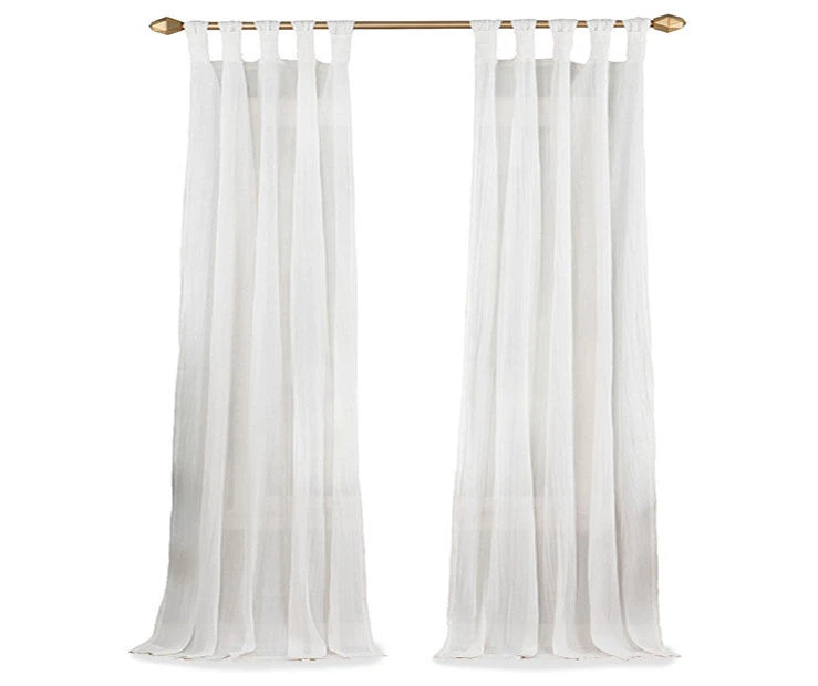 Priya White Semi-Sheer Tab Top Curtain Panel, (95") 4 Priya White Semi-Sheer Tab Top Curtain Panel, (95") - Image 4