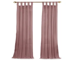 Priya Dark Rose Semi-Sheer Tab Top Curtain Panel, (63") -Home Decor Store 810474133 4