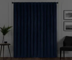 Harper Navy Velvet Blackout Rod Pocket Curtain Panel, (95") -Home Decor Store 810474869 6