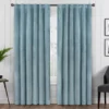 Harper Blue Velvet Blackout Rod Pocket Curtain Panel, (108")