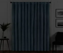 Harper Blue Velvet Blackout Rod Pocket Curtain Panel, (108") -Home Decor Store 810474946 6