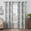 Martina Medallion Blue Blackout Grommet Curtain Panel, (63")