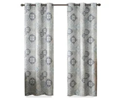 Martina Medallion Blue Blackout Grommet Curtain Panel, (63") -Home Decor Store 810474967 4