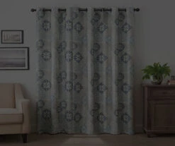 Martina Medallion Blue Blackout Grommet Curtain Panel, (63") -Home Decor Store 810474967 6