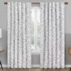 Nora Botanical White Blackout Rod Pocket Curtain Panel, (84")