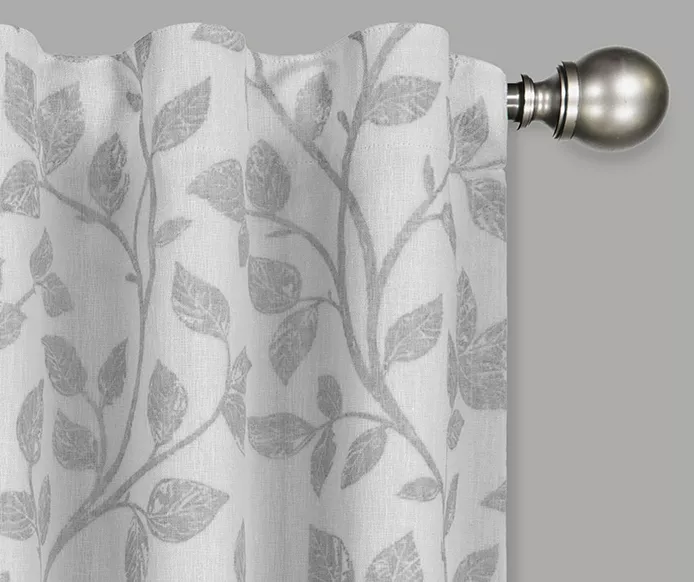 Nora Botanical White Blackout Rod Pocket Curtain Panel, (84") 2 Nora Botanical White Blackout Rod Pocket Curtain Panel, (84") - Image 2