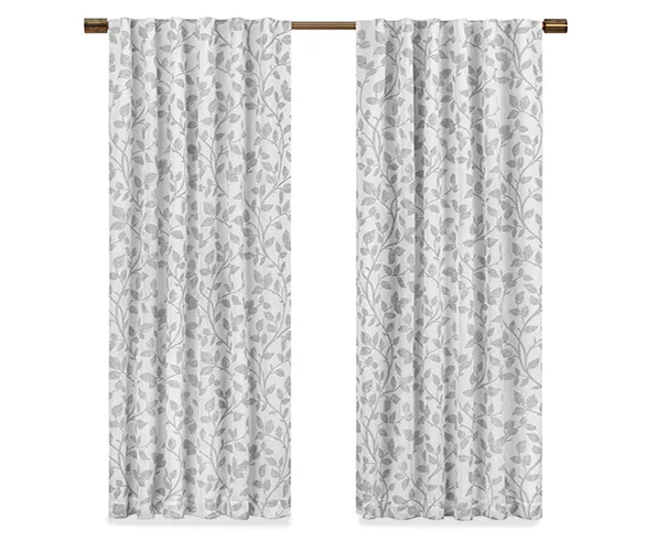 Nora Botanical White Blackout Rod Pocket Curtain Panel, (84") 4 Nora Botanical White Blackout Rod Pocket Curtain Panel, (84") - Image 4