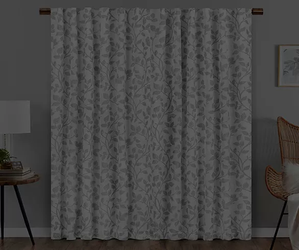 Nora Botanical White Blackout Rod Pocket Curtain Panel, (84") 6 Nora Botanical White Blackout Rod Pocket Curtain Panel, (84") - Image 6