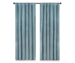 Harper Blue Velvet Blackout Rod Pocket Curtain Panel, (95") -Home Decor Store 810475063 4