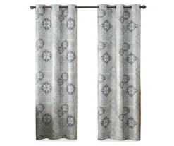 Martina Medallion Blue Blackout Grommet Curtain Panel, (108") -Home Decor Store 810475131 4