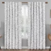 Nora Botanical White Blackout Rod Pocket Curtain Panel, (95")