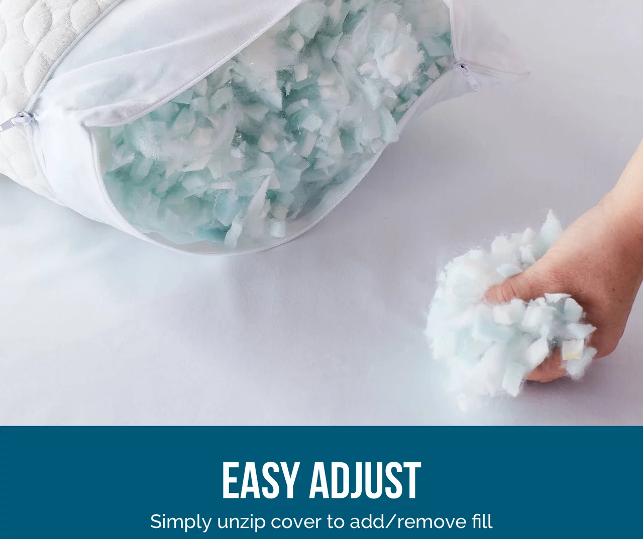 Fiber & Shredded Memory Foam Pillow With Zippered Inner Cover 3 Fiber & Shredded Memory Foam Pillow With Zippered Inner Cover - Image 3