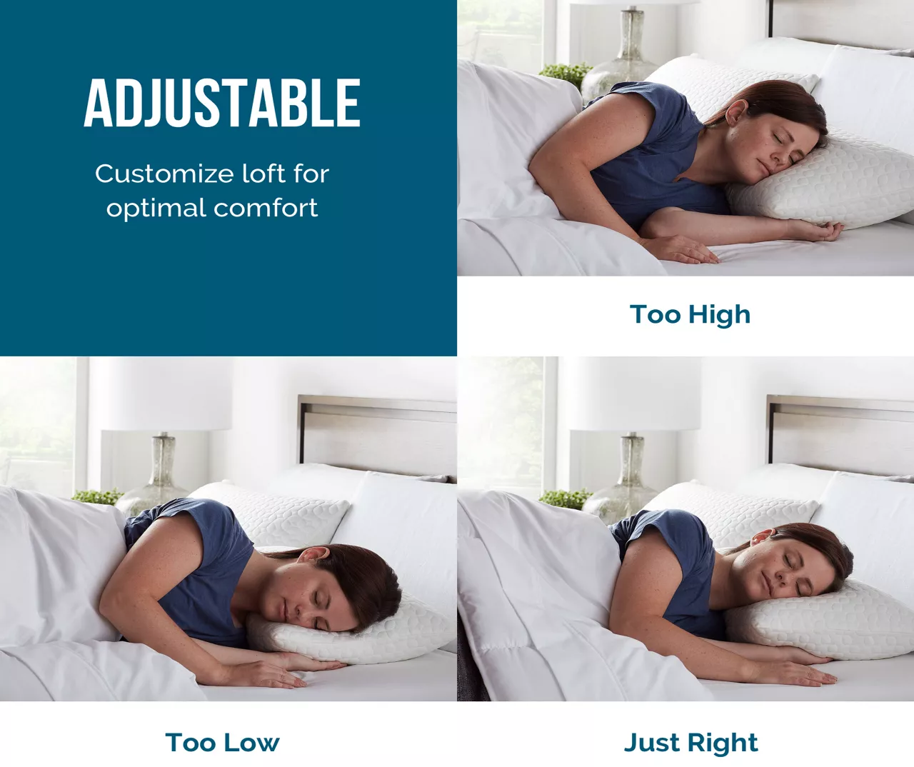 Fiber & Shredded Memory Foam Pillow With Zippered Inner Cover 4 Fiber & Shredded Memory Foam Pillow With Zippered Inner Cover - Image 4