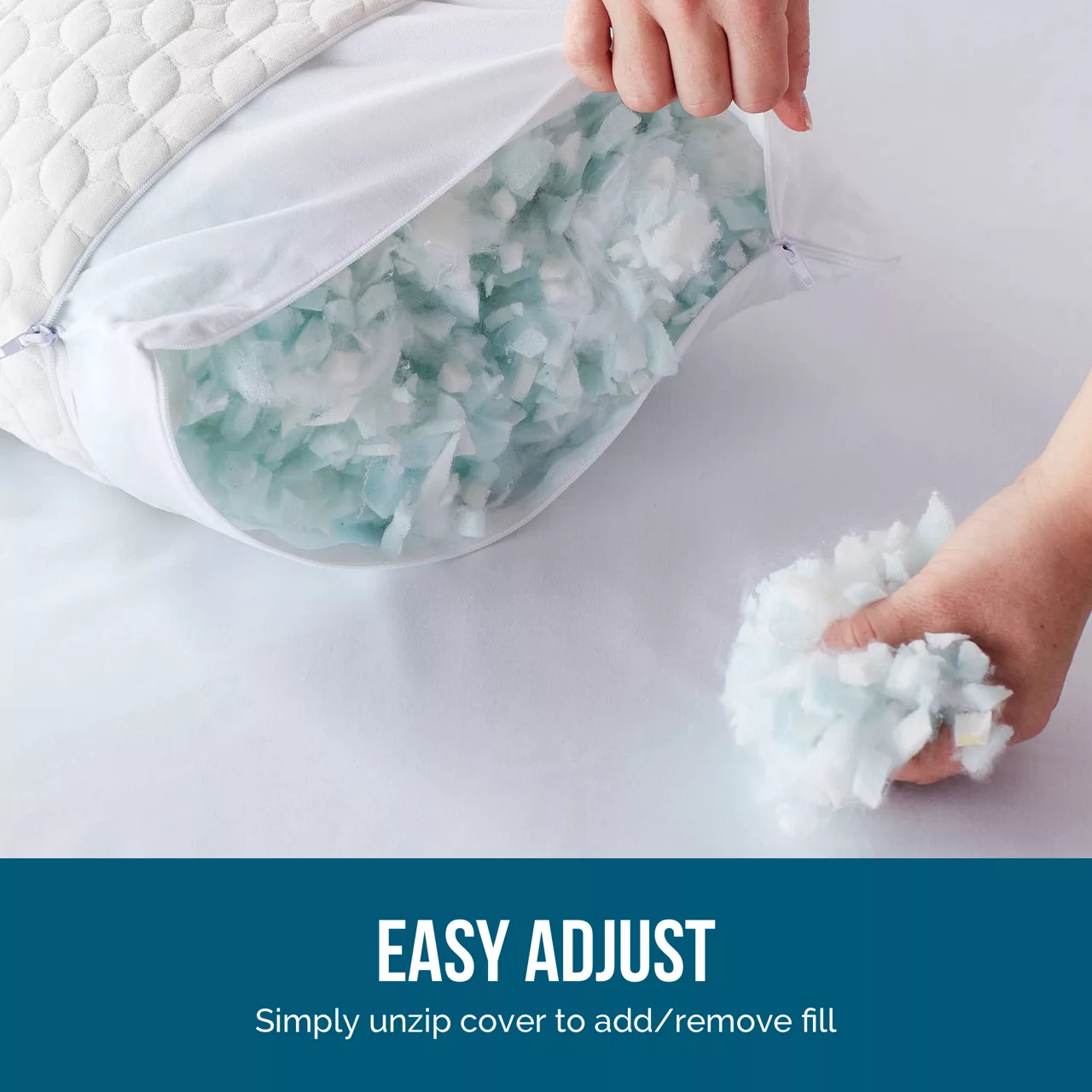 Fiber & Shredded Memory Foam Pillow With Zippered Inner Cover 10 Fiber & Shredded Memory Foam Pillow With Zippered Inner Cover - Image 10