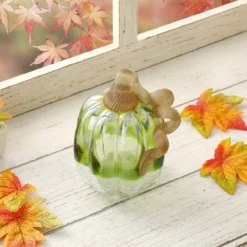 5" Green Crackle Glass Pumpkin 8 5" Green Crackle Glass Pumpkin -Home Decor Store 810491594 A0 3