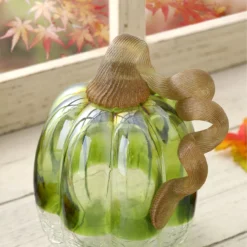 5" Green Crackle Glass Pumpkin 9 5" Green Crackle Glass Pumpkin -Home Decor Store 810491594 A0 4