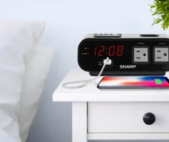 Sharp Digital Dual Alarm Clock With Power Outlets & USB Port -Home Decor Store 810495180 3