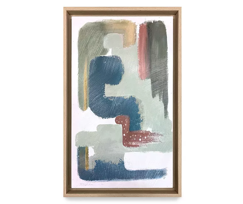 Framed Neutral Abstract Crystex Print, (16" X 26") 1 Framed Neutral Abstract Crystex Print, (16" X 26")