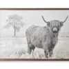 Black & White Cow Straight Fit Framed Glass Art, (32" X 22")