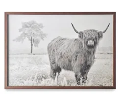 Black & White Cow Straight Fit Framed Glass Art, (32" X 22")