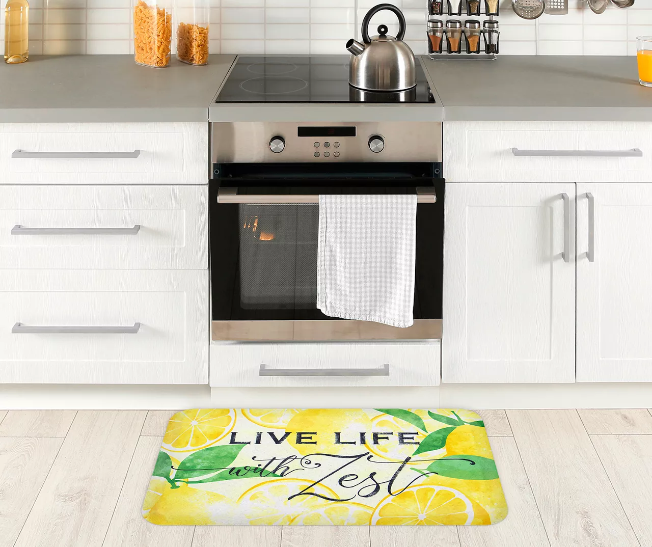 "Live Life With Zest" Lemon Print Kitchen Mat, (18" X 30") 2 "Live Life With Zest" Lemon Print Kitchen Mat, (18" X 30") - Image 2