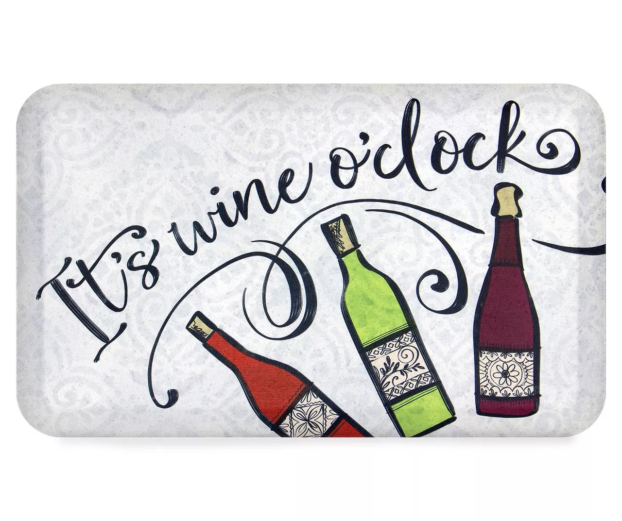 "It's Wine O'clock" Wine Print Kitchen Mat, (18" X 30") 1 "It's Wine O'clock" Wine Print Kitchen Mat, (18" X 30")