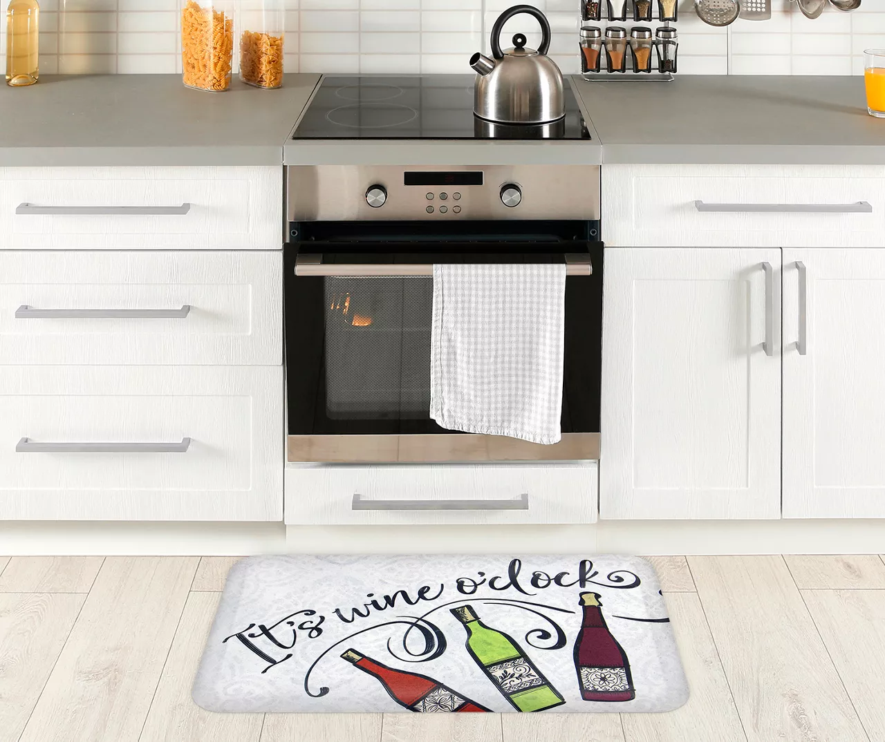 "It's Wine O'clock" Wine Print Kitchen Mat, (18" X 30") 2 "It's Wine O'clock" Wine Print Kitchen Mat, (18" X 30") - Image 2
