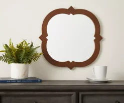 Brown Wooden Wall Mirror -Home Decor Store 810513688 2