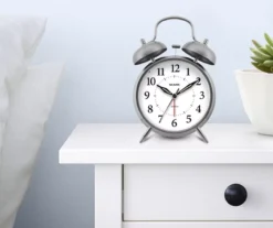 Sharp Brushed Nickel Twin Bell Alarm Clock -Home Decor Store 810514648 31