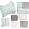 Aqua & Gray Stripe Queen 14-Piece Reversible Comforter Set