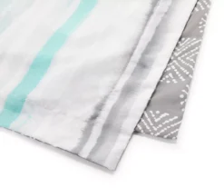 Aqua & Gray Stripe Queen 14-Piece Reversible Comforter Set -Home Decor Store 810514970 2